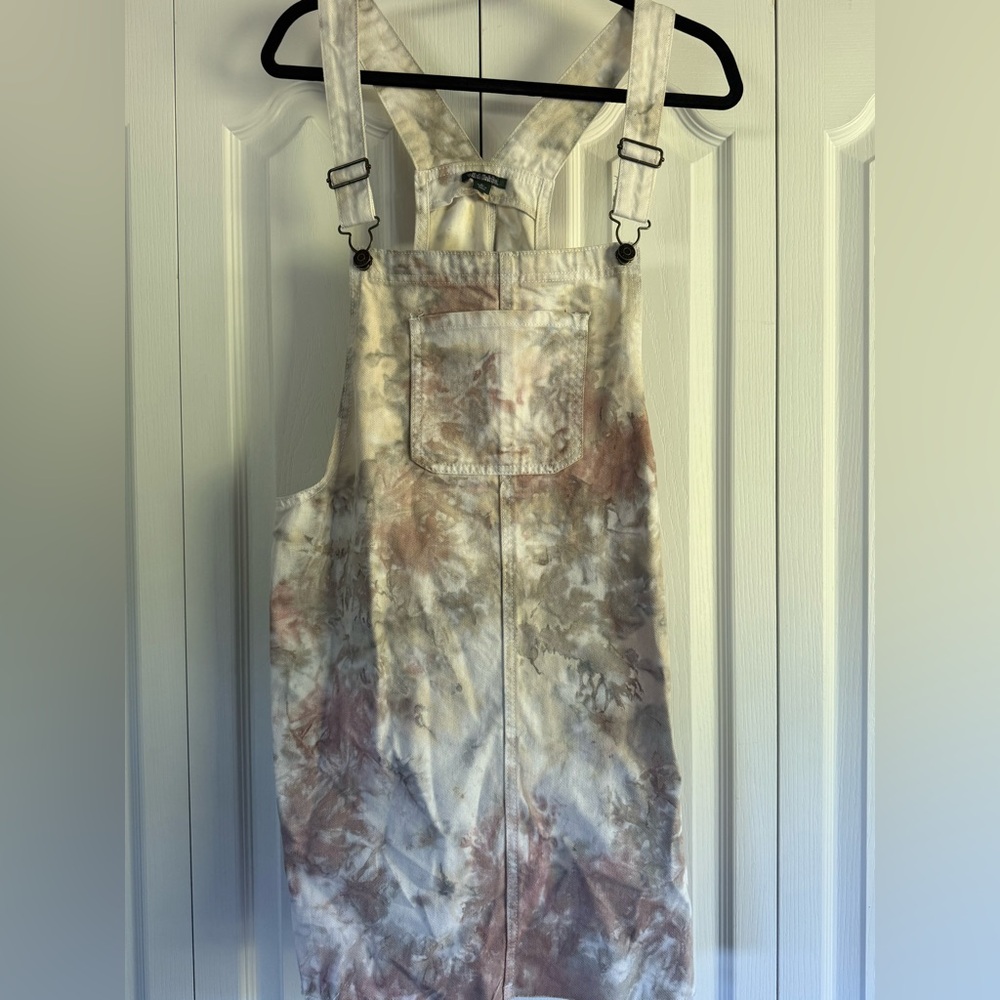 Tie-Dye Overall Dress - White and Brown